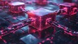 © Prasong Takham - A visually striking 3D digital rendering depicting a futuristic glowing cube harnessing and manipulating data signals power and energy in a sleek cyberpunk inspired technological environment