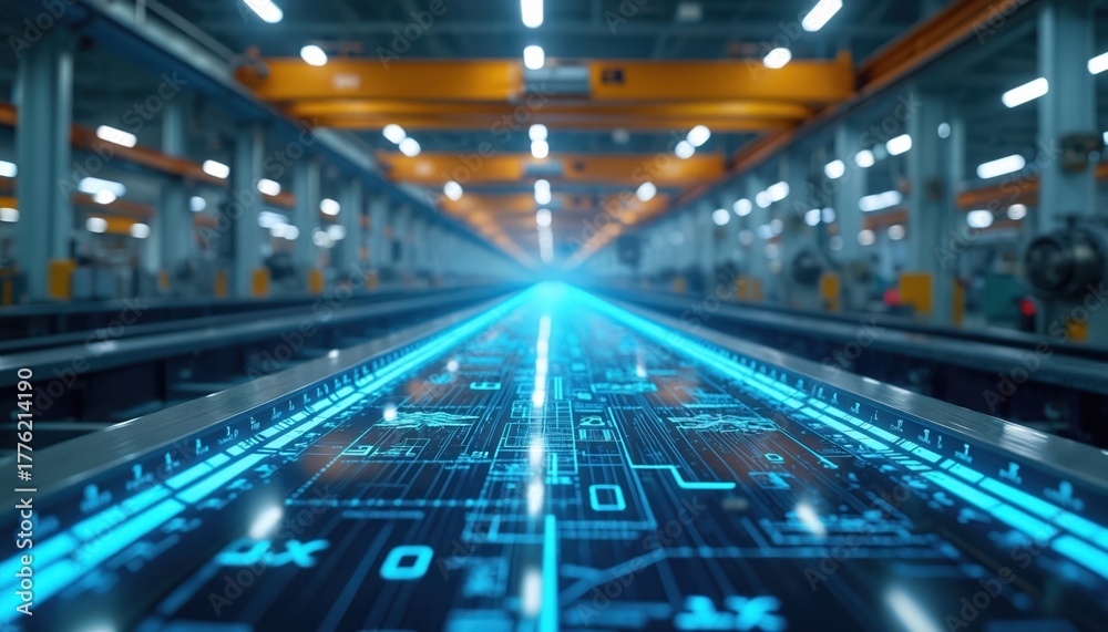 Automated Conveyor Belt In Smart Factory Digital Technology