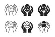 © Svitlana - Family Easter Egg Logos. Decorating Easter eggs as a family. Icon set. Set Logo of decorating Easter eggs as a family: family hands holding egg. harmonious