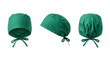© Mikhail - Green surgeon scrub cap mockup in multiple views for medical and hospital uniform design