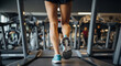 © Tomo - Woman's legs doing aerobic exercise by running on a treadmill in a fitness gym