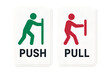 © Awi - push and pull door signs icons in green and red