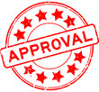 © bankrx - Grunge red approval word with star icon round rubber seal stamp on white background