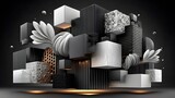 Abstract architecture cubes with luxury minimal lighting high resolution photo