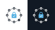 © Ryan - Secure network system data lock - Vector icon symbol for website - Icon vector - Blue icon vector - Line and glyph solid icon and logo template