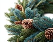 © Vlad - Christmas Wreath At Angle. Closeup of Green Spruce and Pine Cone Decorative Chaplet