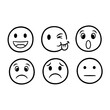 © rifqi - Six Hand-Drawn Emoticon Faces Expressing Various Emotions.
