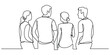 © Bilas - Group of people sitting together viewed from behind Simple continuous line drawing