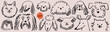 © KPstudio - Scribble chalk or charcoal style dogs drawing. Hand drawn puppy sketches, wax crayon outline funny whimsical grunge charcoal art for tshirt print, placard, poster or isolated doodle stickers.