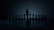 © Konstantin - A solitary black king chess piece stands prominently in the foreground, exuding a sense of authority and power.