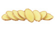 © khafid - Freshly sliced ginger root arranged horizontally on transparant background, showcasing its vibrant texture for culinary use or herbal remedies