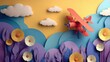 © nameera_juwairiya - whimsical paper art biplane flying over flowers