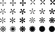© Moina - Vector collection of abstract starburst and asterisk shapes in black and white on a white background