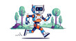 © DEWI - A Cheerful Robot Jogging Amidst Nature, Displaying Its Lively and Animated Form