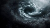Dramatic overhead view of a powerful swirling hurricane storm with dark intense clouds revealing nature s raw force and atmosphere