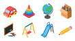 © Maureen - Colorful educational toys and school supplies in isometric design