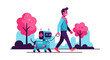 © FITRA - A Person Walks His Robotic Companion Through A Delightful Park Setting