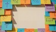 © MEO - Colorful Christian Symbols on Sticky Notes Frame a Blank Space