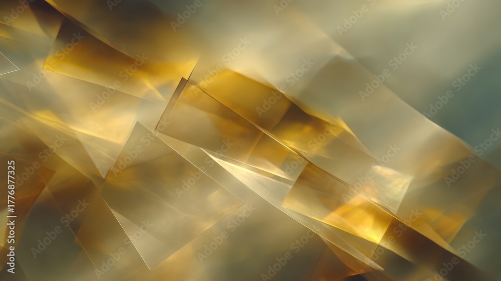 Soft tones of gold and warm colors flow together in a gentle mix of abstract shapes. The image captures the interplay of light and shadow in a stunning visual display.