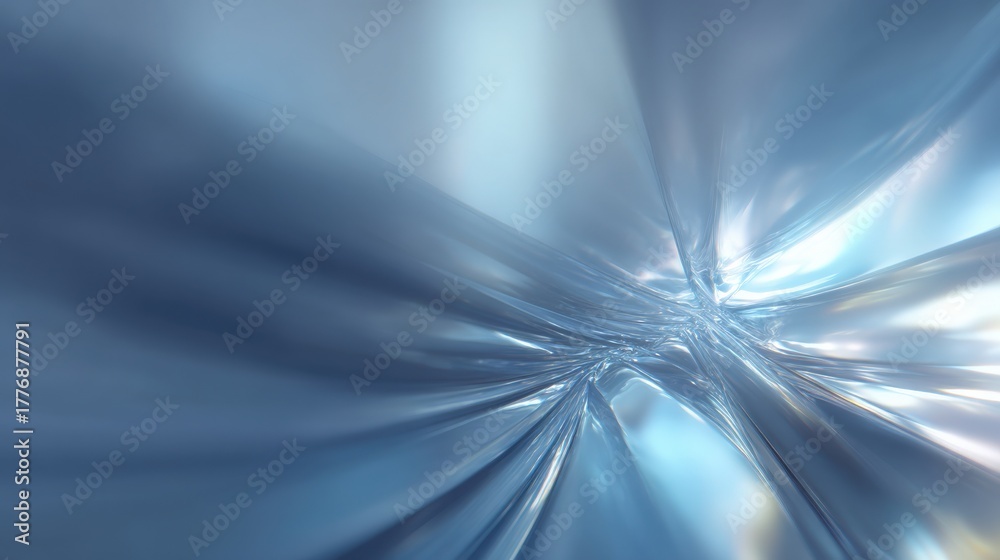 This artwork features an abstract blue design, showcasing smooth textures and soft reflections. It captures a sense of fluid motion, highlighting shades of blue with hints of light.