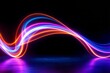 © joeycheung - Vibrant neon light trails swirl in glowing hues of orange, pink, blue and purple against a dark backgroundcreating an energetic, futuristic abstract composition.