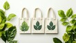 © lara - Eco-friendly tote bags with leaf designs and green foliage