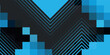 © Alfan - Abstract blue and black geometric background with pixelated patterns and chevron lines.