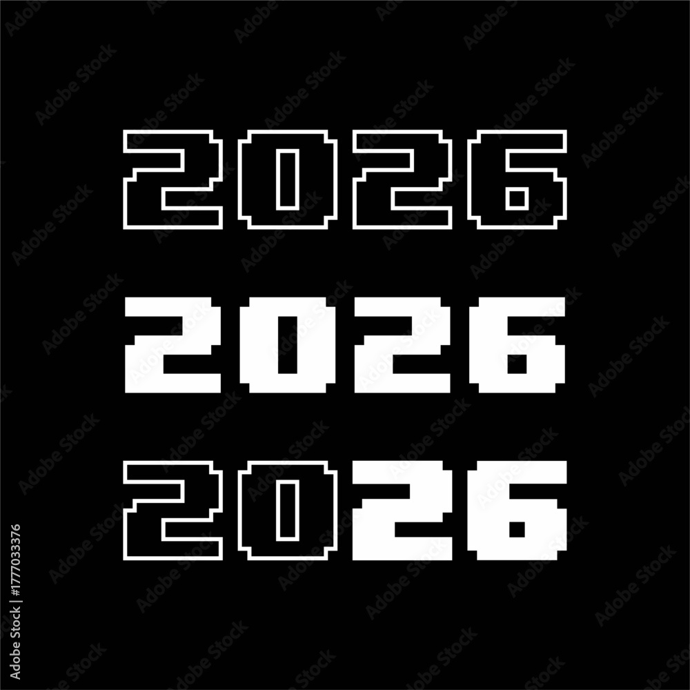 Three Instances Of The Year 2026 Displayed In A Pixelated Outlined three-instances-of-the-year-2026-displayed-in-a-pixelated-outlined