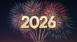 © FATEMA3.0 - Golden 2026 numbers sparkle brightly above colorful fireworks display