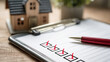© Chiam - Effective home inspection checklist essential concept. Home checklist with a miniature house and red pen on clipboard.