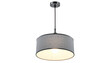 © Kaloli - Gray pendant light fixture, rounded lampshade on black background
