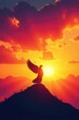 © Outhay - Silhouette of a dove ascending into a vibrant sunset, symbolizing spiritual release and the journey towards salvation , sky, sunset, ascension