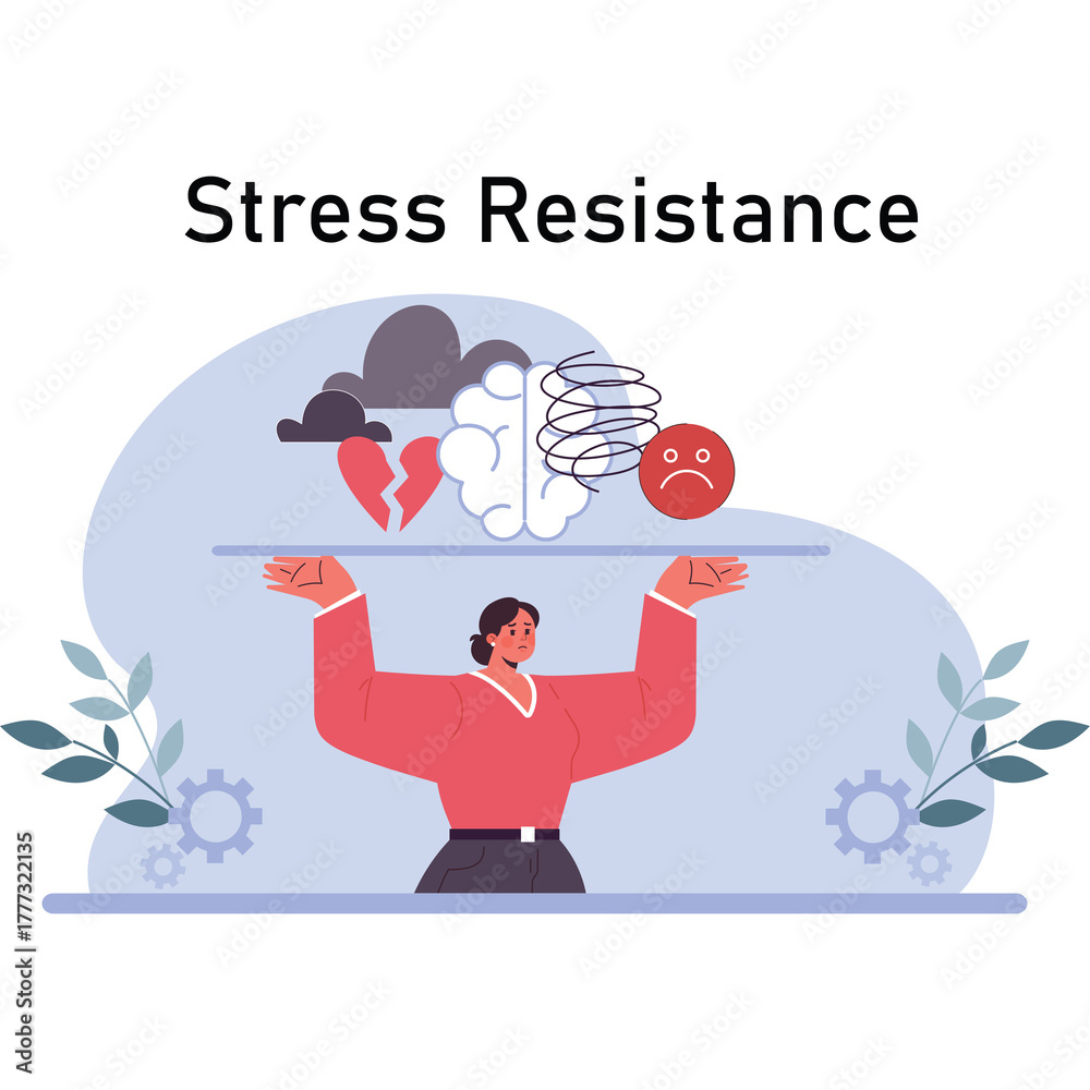 Person Balancing Symbols of Stress and Mental Well-being Representing ...