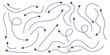 © Veri Yanto - Set of Blue Hand drawn vector arrows doodle on white background. Hand drawn brush vector arrows. Hand drawn organic arrow set. Direction pointers. Scribbles and scrawls
