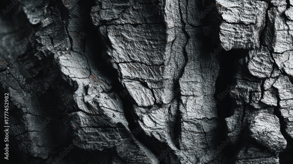 Dramatic texture of burned wood with intricate patterns and a stark ...