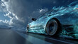 © MdAriful - Electric car floating transparent highway concept futuristic illustration