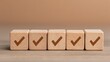 © crazyass - Wooden blocks checkmark checklist representation for sebacbcc standards office environment visual content