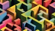 © Rayyan - Abstract Colorful Geometric Maze Composition with Textured Surfaces
