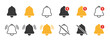 © Angela Ksen - Notification bell icon set. Incoming inbox message. Ringing bell, reminder or subscriber sign for apps, smartphone, alarm alert. JPG image