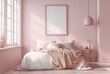 © andyaziz6 - Cozy and Minimalist Bedroom with Soft Pink Walls and Natural Light