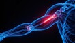 © Nomicastudio - Radiant blueprint of human arm with illuminated muscles, perfect for medical research, sports science, or fitness brand visuals