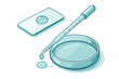 © Andrei - Scientific laboratory tools including a pipette dripping liquid onto a petri dish and a microscope slide