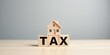 © Andrew505 - Property tax and real estate investment concept with a wooden house model sitting on top of TAX letter blocks