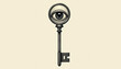 © Raj - Vintage style key with human eye instead of a bow representing vision knowledge insight secret discovery