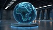 © Johnnii - A futuristic, illuminated globe displaying a digital map of Africa in a sleek, modern environment.