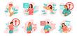 © GN.STUDIO - Set showing different stages of pregnancy, ovulation, and menstruation in women, flat style on abstract background. Concept of female health. Vector illustration