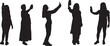 © Curto - vector, silhouette of group of women taking a self-portrait with smartphone