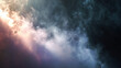 © licwit - Soft light diffusing through colored smoke on pure black background, volumetric fog illuminated in purple and orange, dreamy haze effect with cinematic atmosphere and ethereal wisps