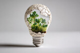 Zielone rośliny rosnące w żarówce — symbol ekologii