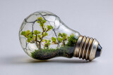 Zielone rośliny rosnące w żarówce — symbol ekologii